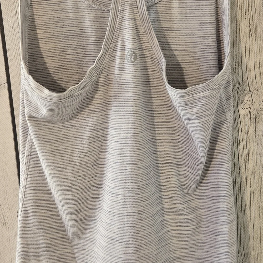 Lululemon Cool Racerback Tank Gray White Stripe Racerback Yoga Top (No Size) Sm - Picture 3 of 5